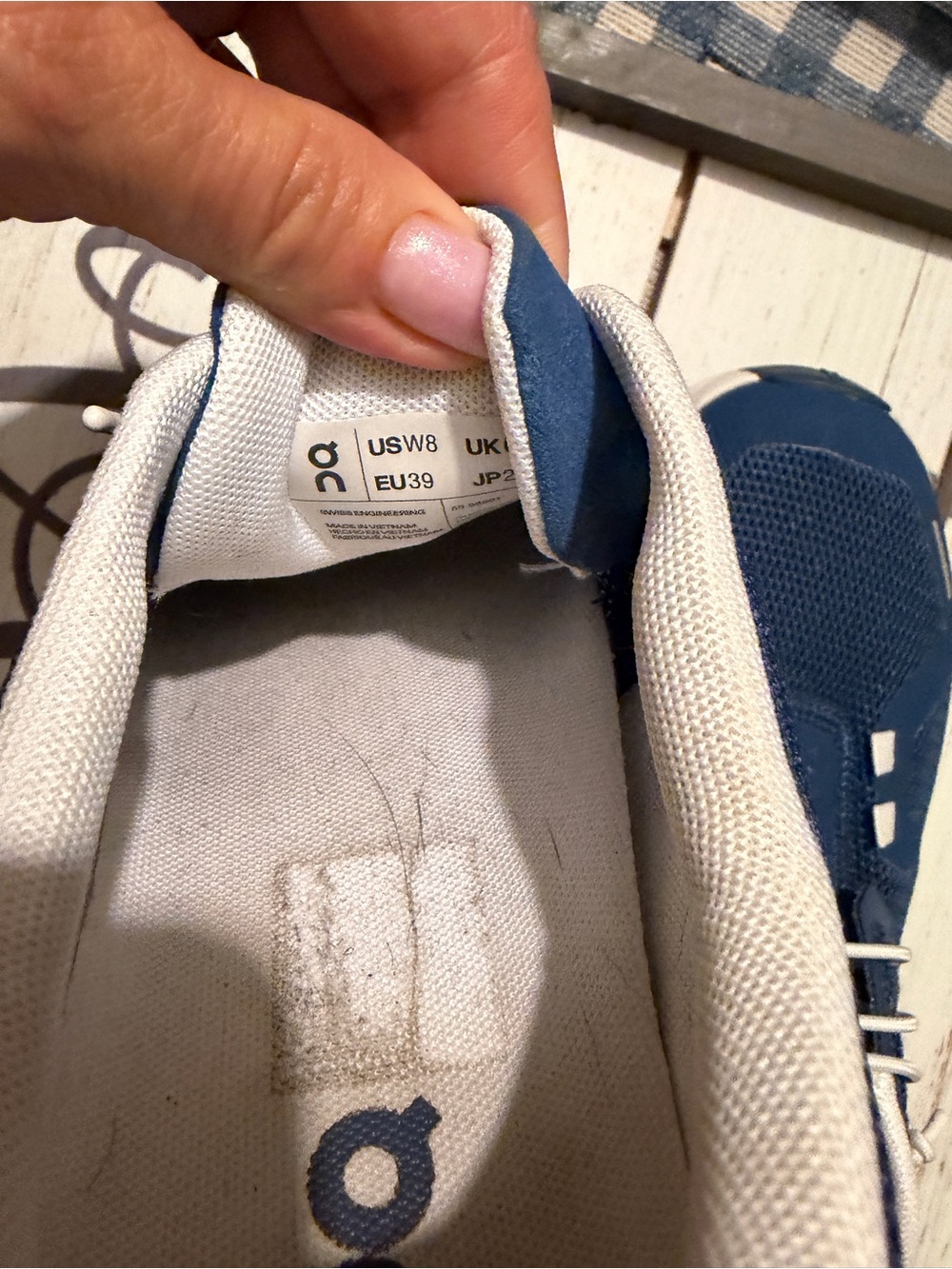 Women’s OnCloud Running Blue and White Athletic Sneakers - Picture 8 of 10